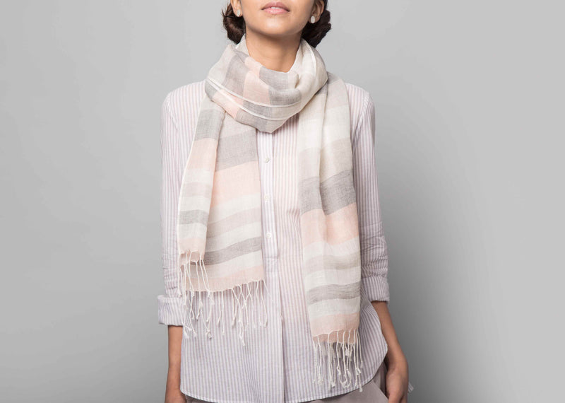 Set It Straight Scarf - Pink & Grey