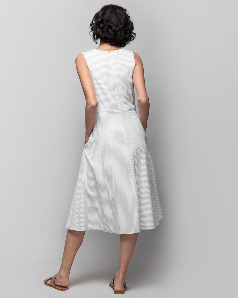 Yoroi Sleeveless Dress - Grey & White