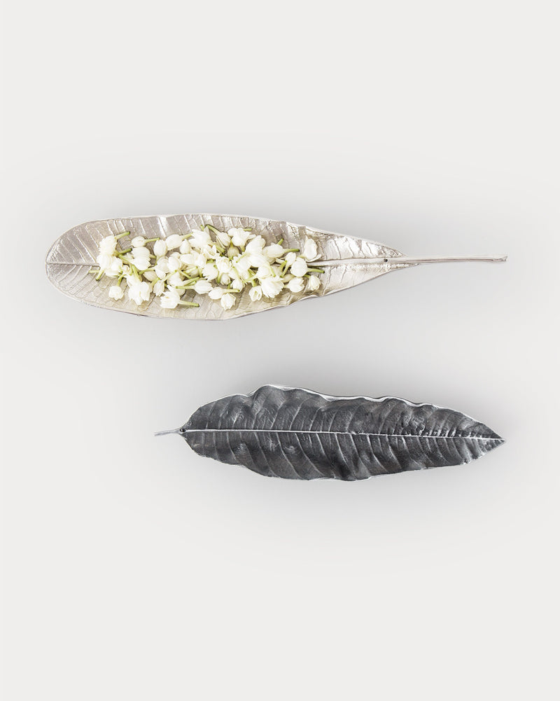 Mango Leaf Incense Holder - Antique Silver