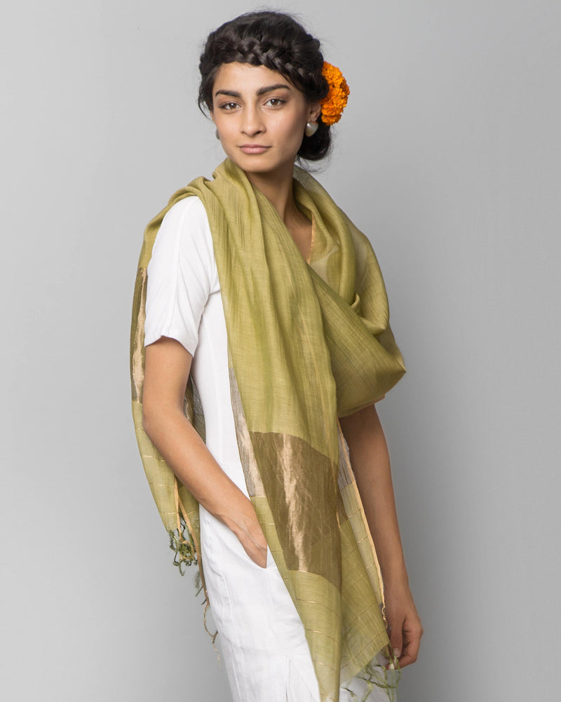 Chanderi Wrap - Leaf Green