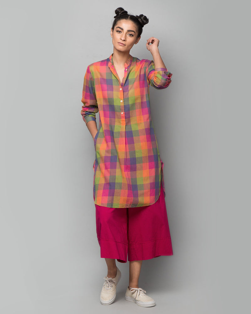 Basic Mid-length Kurta - Multi Checks