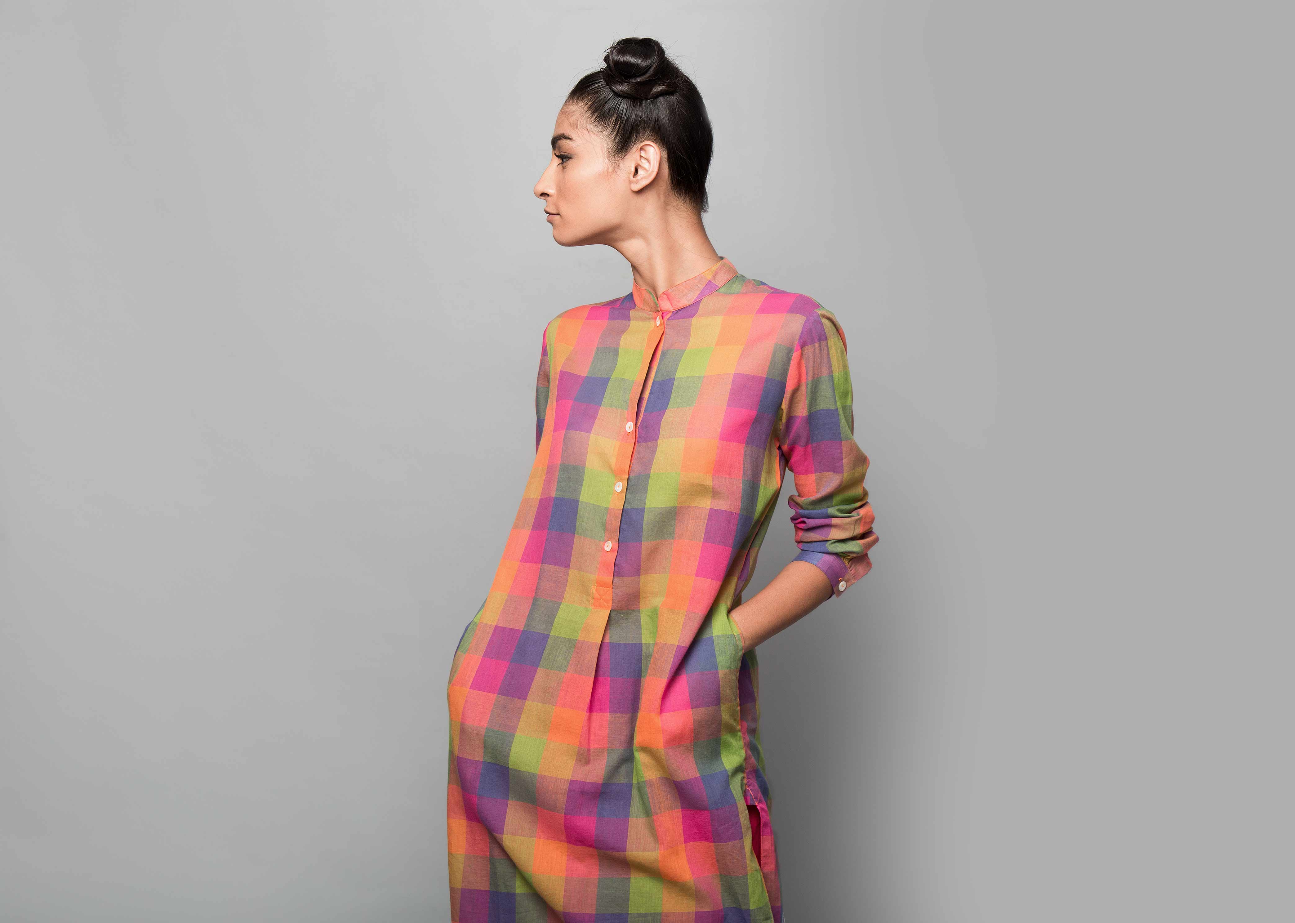 Basic Mid-length Kurta - Multi Checks