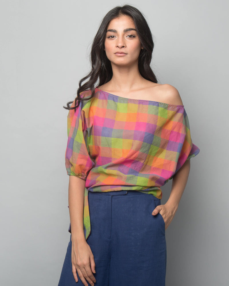 Cotton Tie Top - Multi Checks