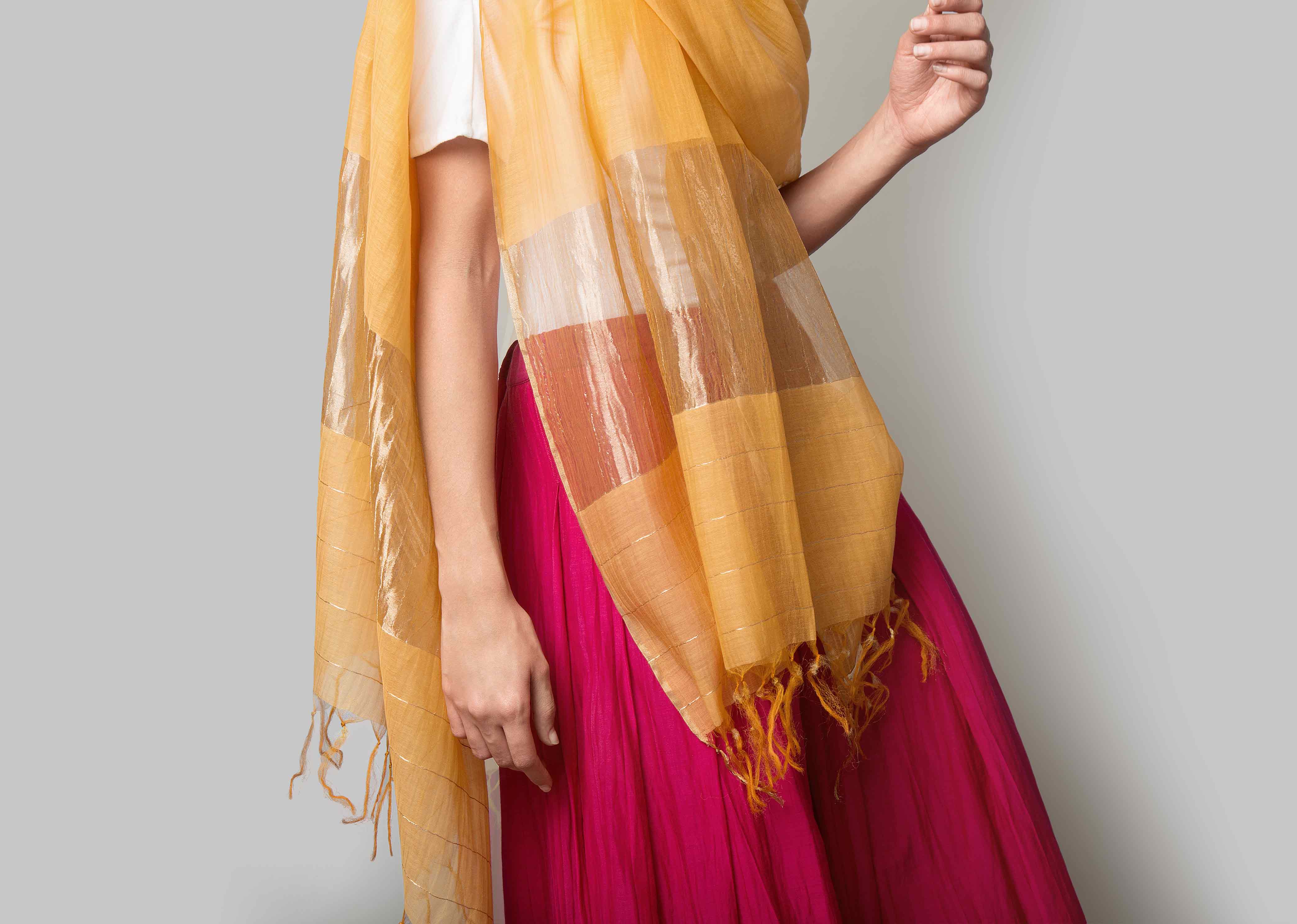 Chanderi Wrap - Tangerine