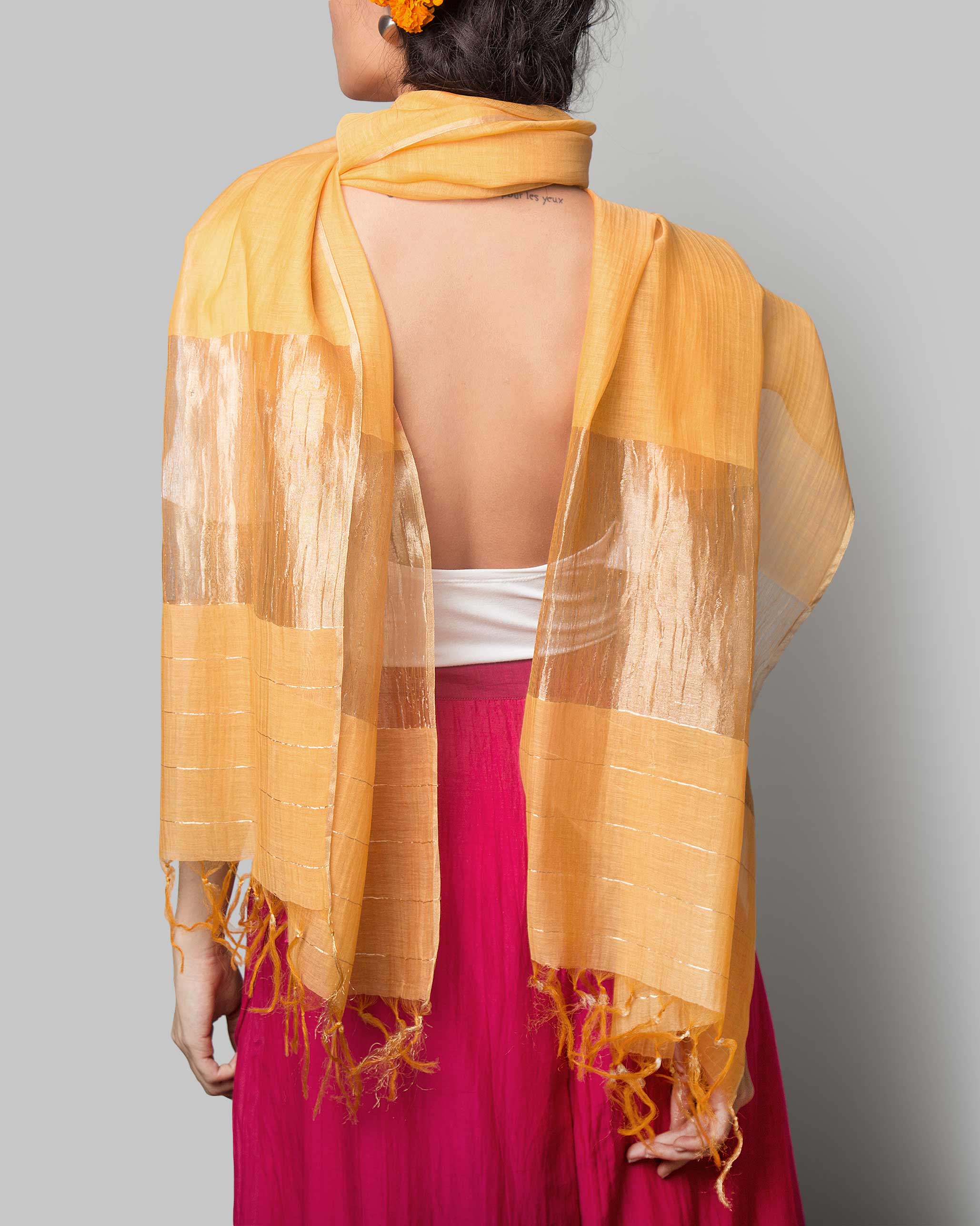 Chanderi Wrap - Tangerine