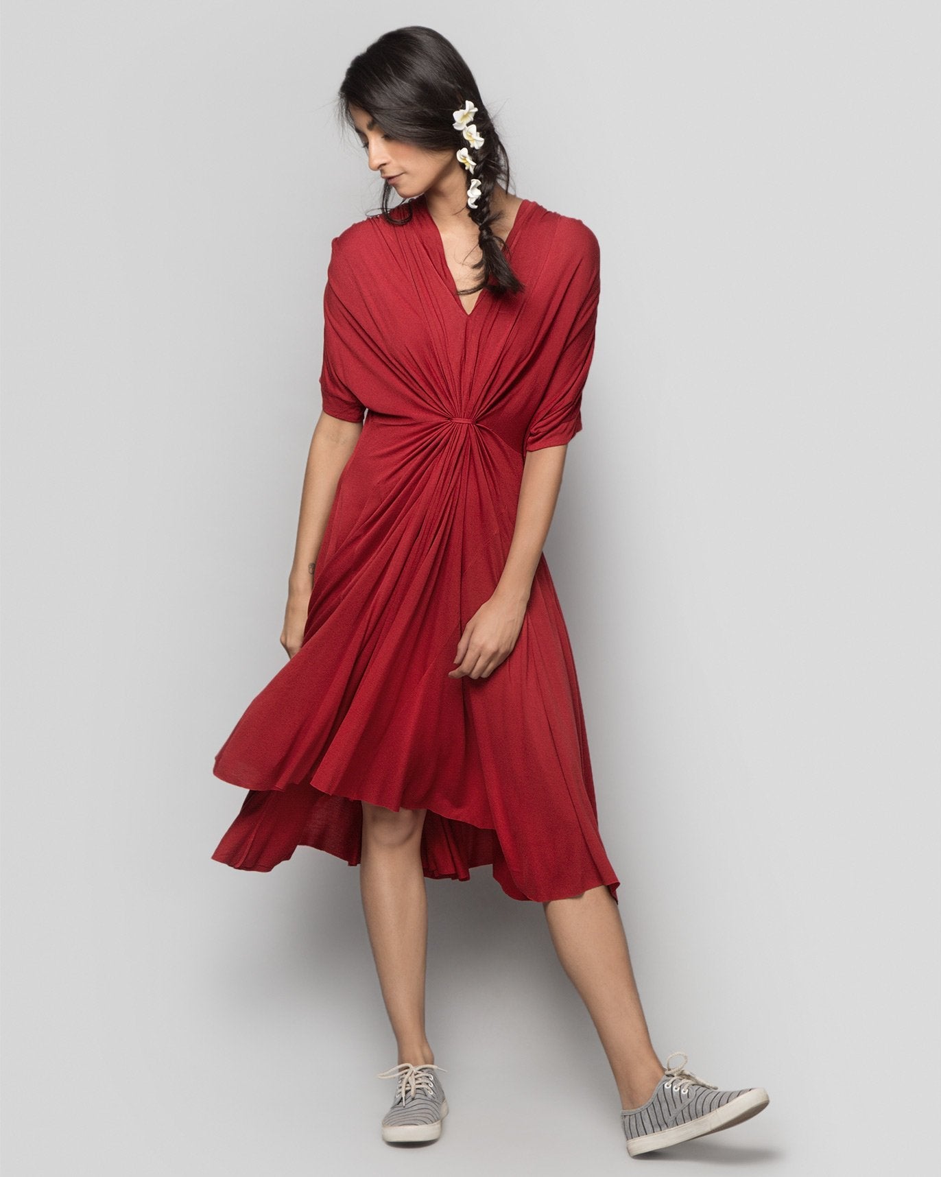 Front Knot Dress - Red