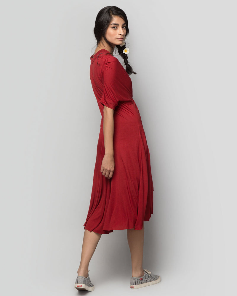 Front Knot Dress - Red