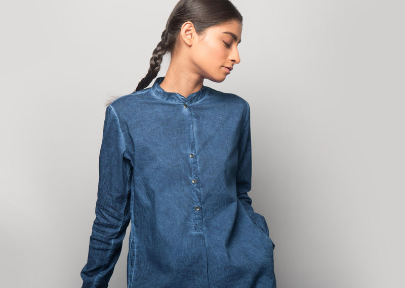 Basic Mid-length Kurta - Indigo