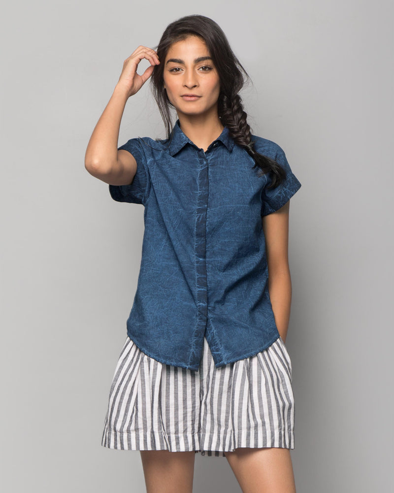 Raglan Sleeves Shirt - Indigo