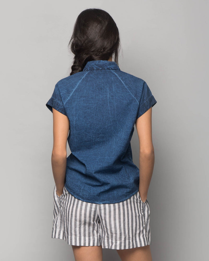 Raglan Sleeves Shirt - Indigo