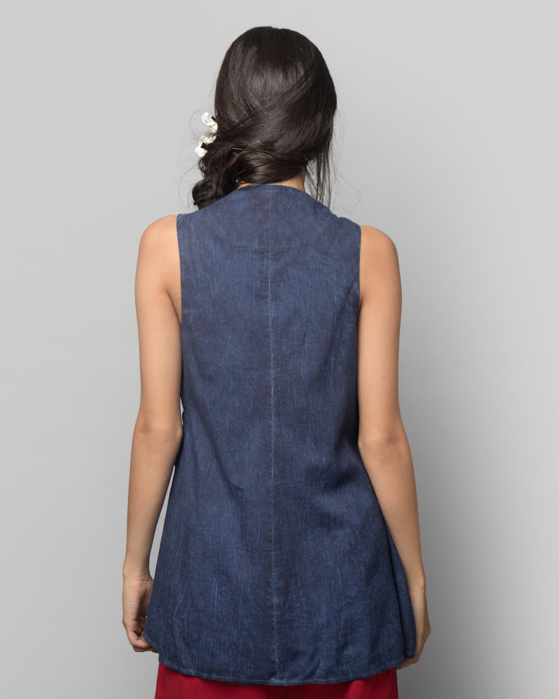 Wrap-front Top - Indigo