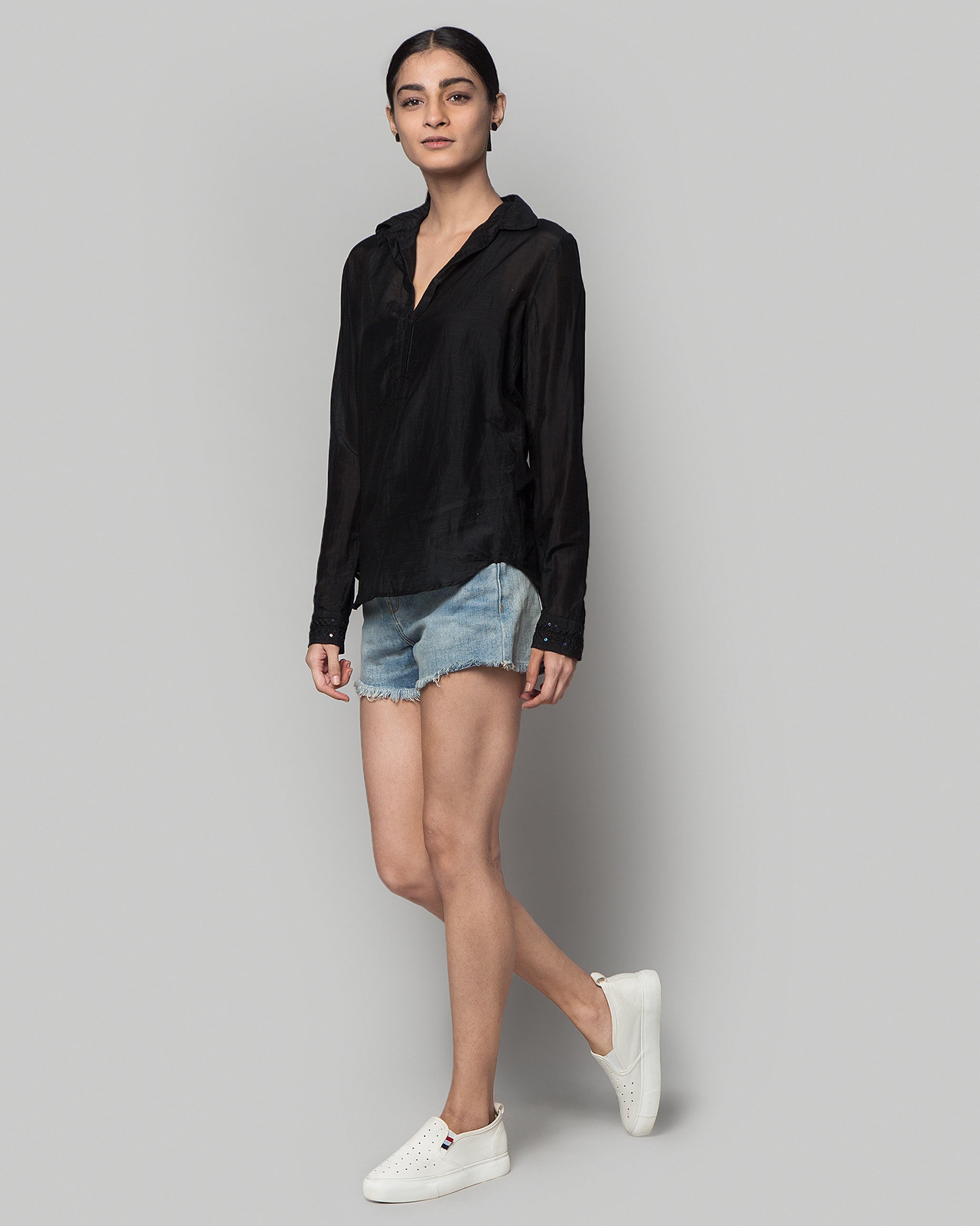 Cotton Silk Embroidered Top
