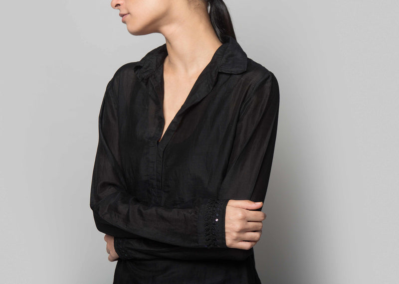 Cotton Silk Embroidered Top