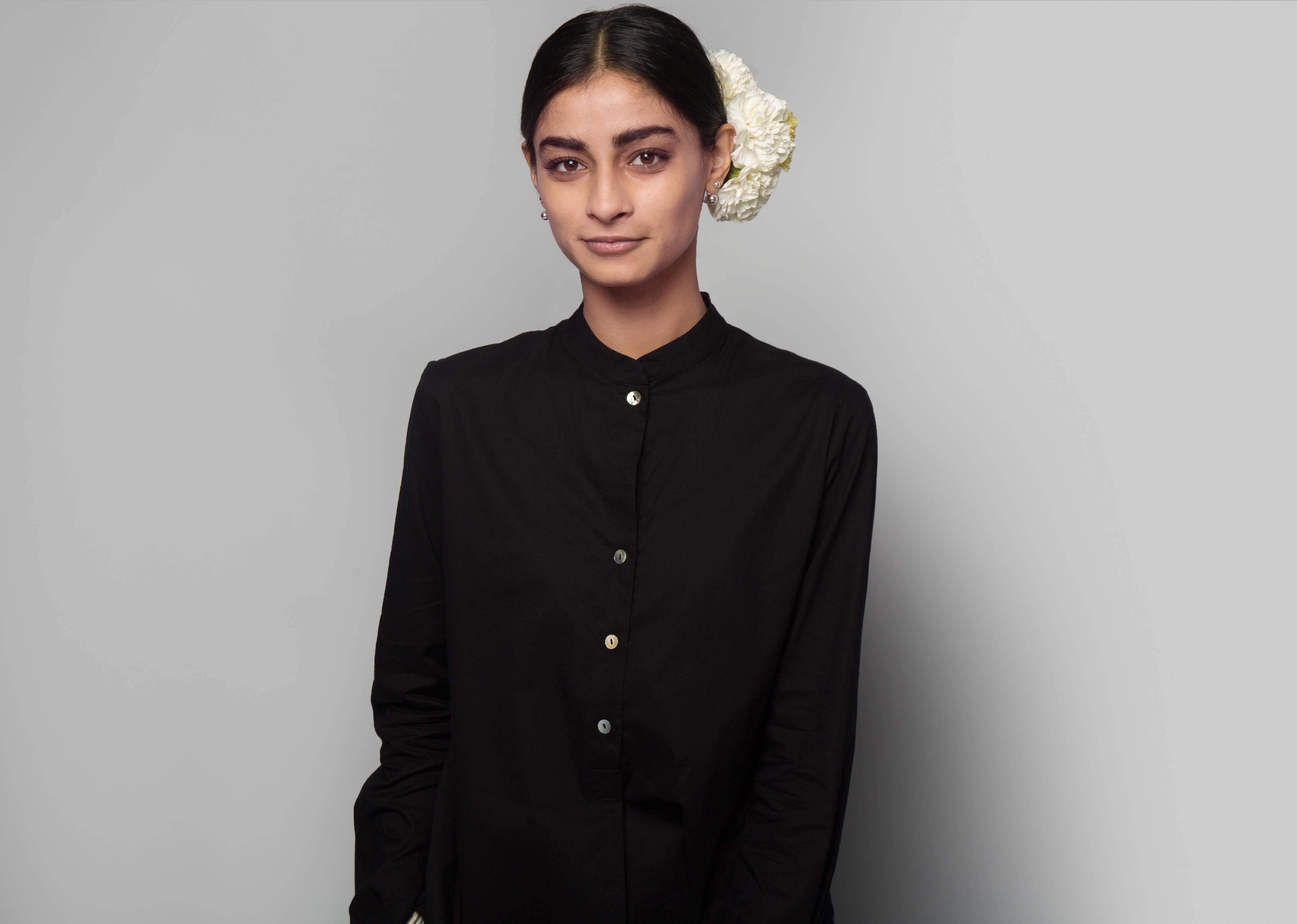 Adri Mandarin Top - Black
