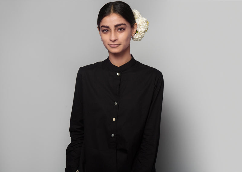Adri Mandarin Top - Black