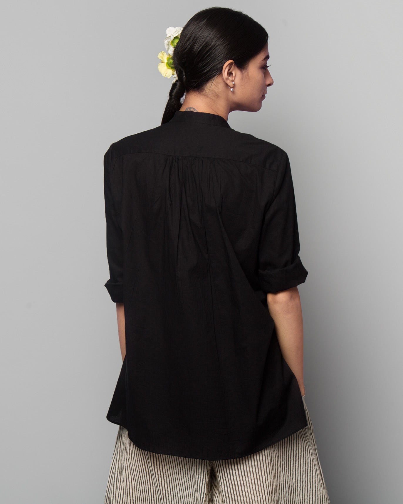 Adri Mandarin Top - Black