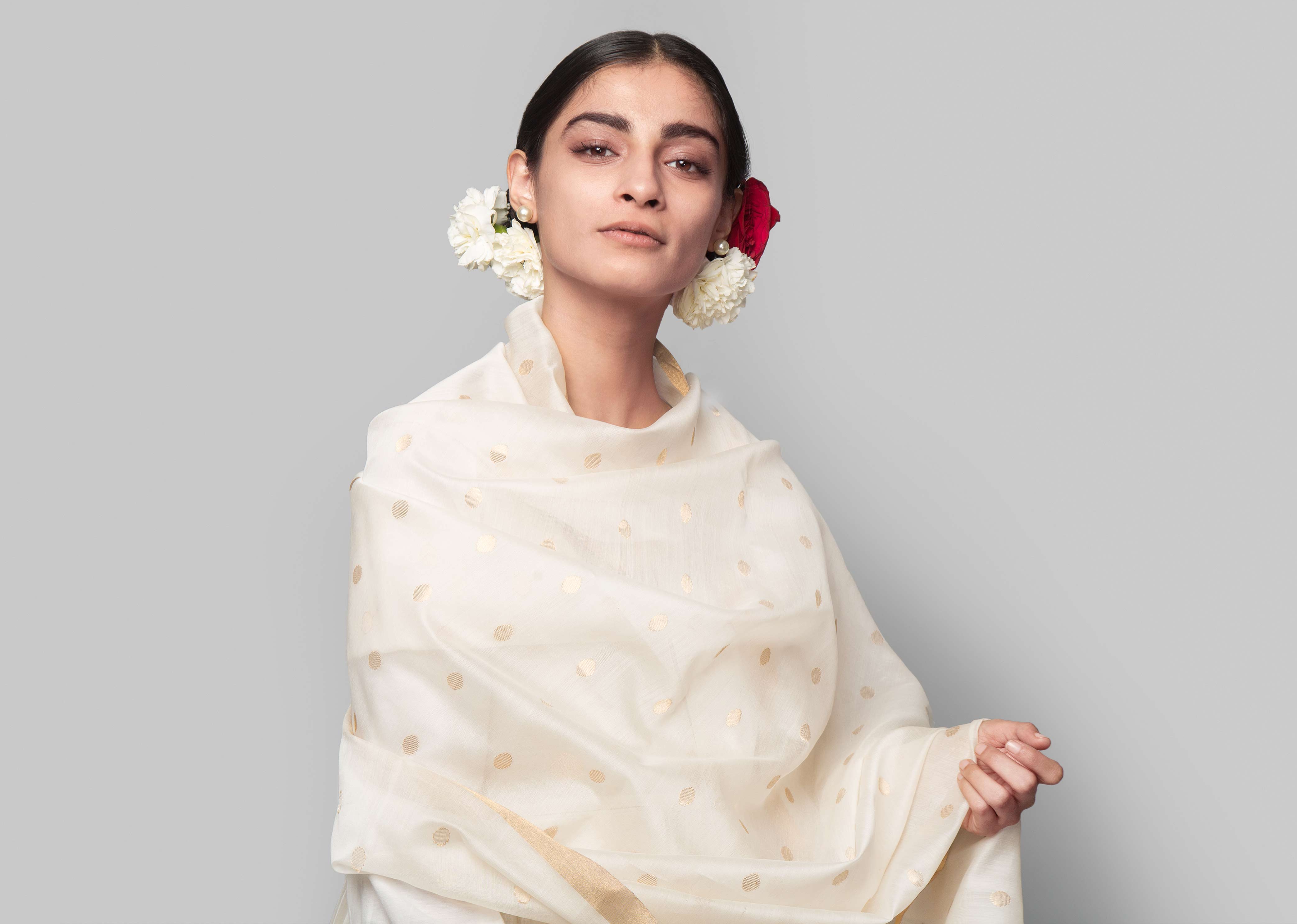 Neela Chanderi Dupatta