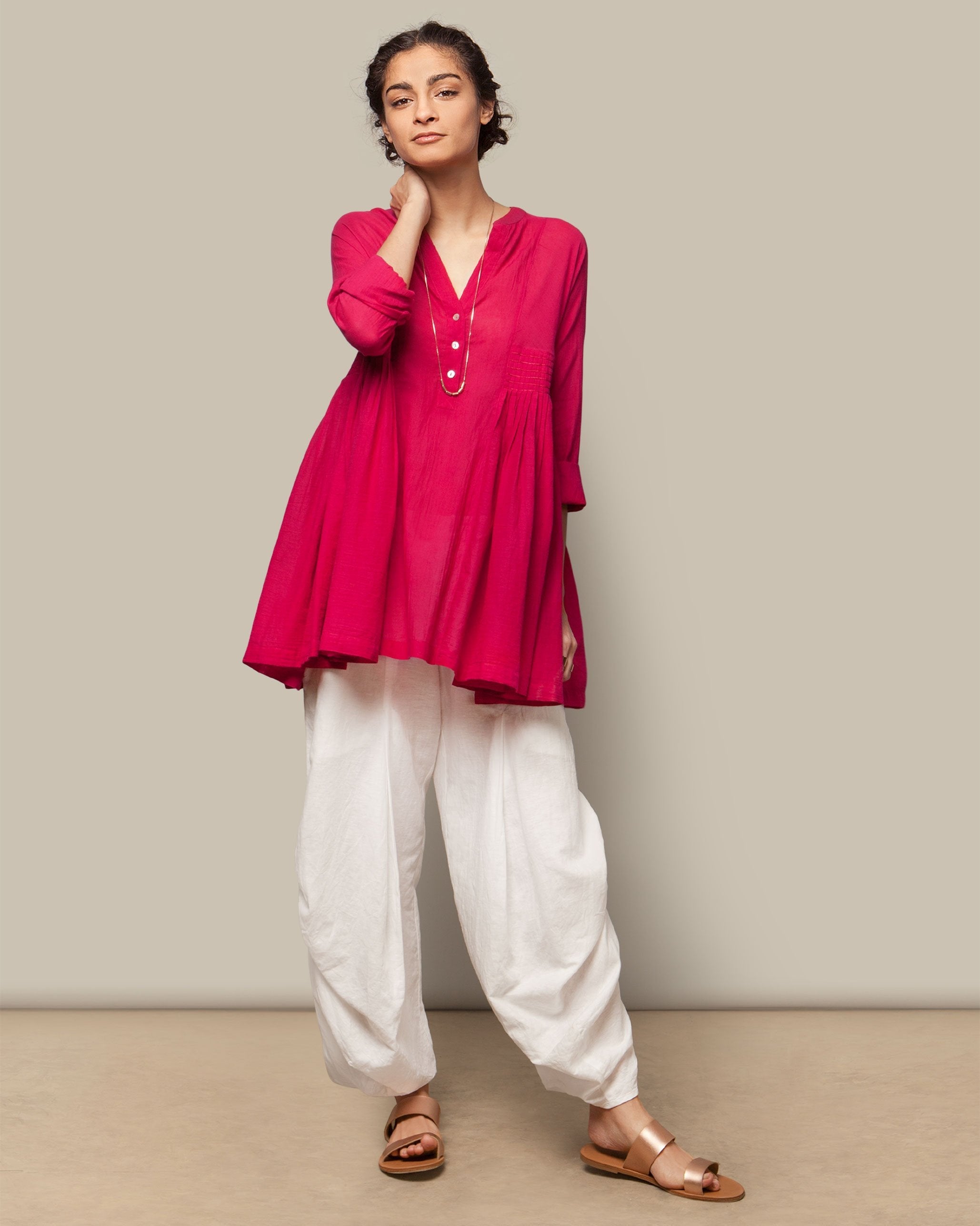 Peasant Blouse - Fuchsia