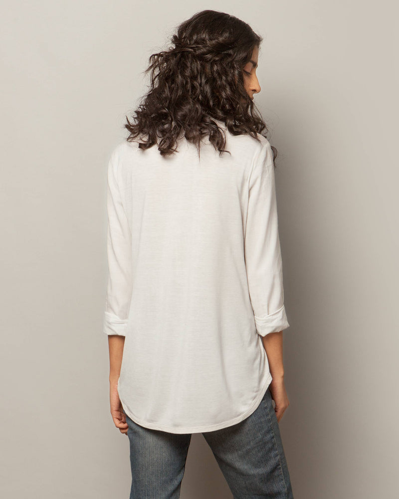 Open Collar Top - Soft Grey