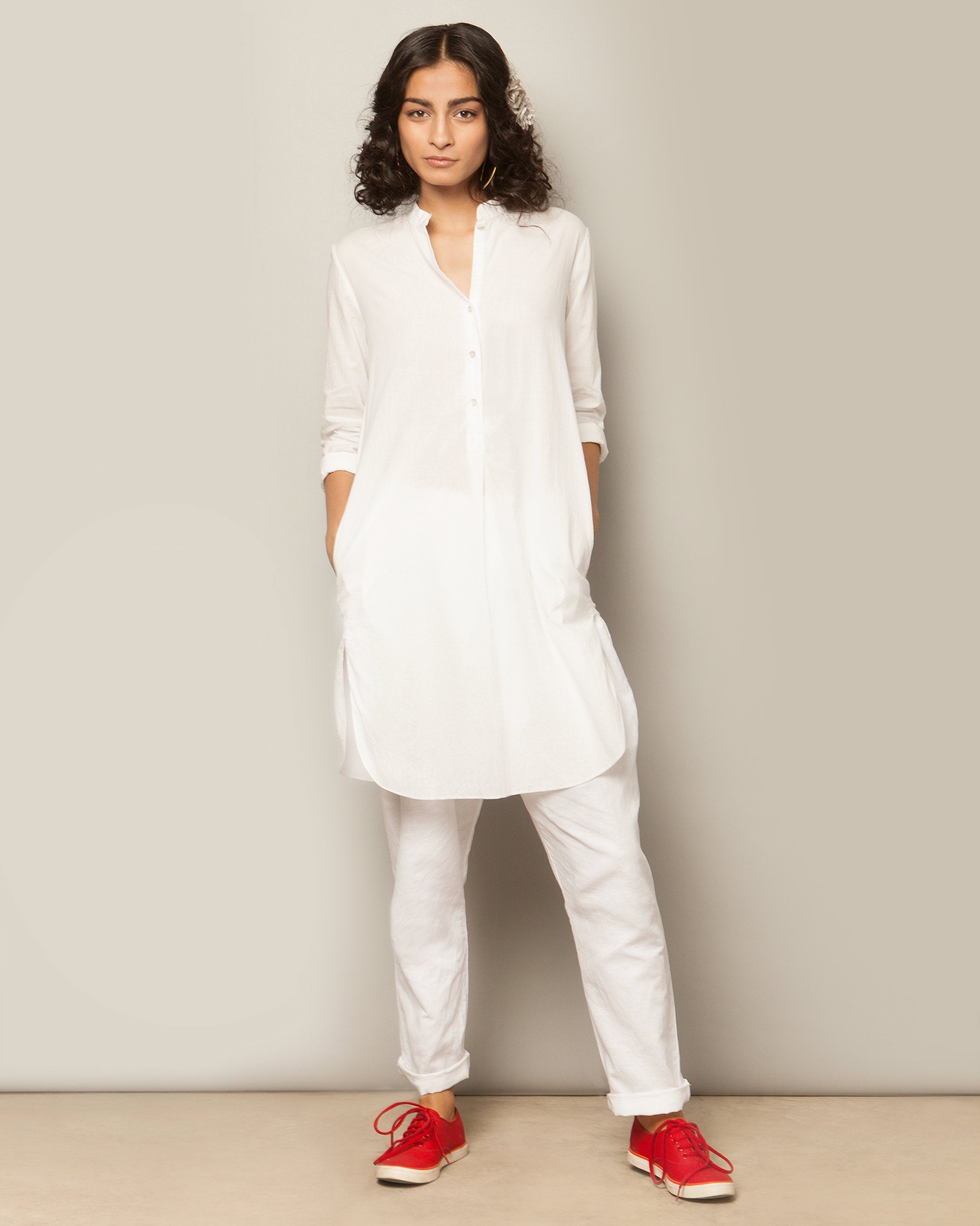 Basic Mid-length Kurta - White