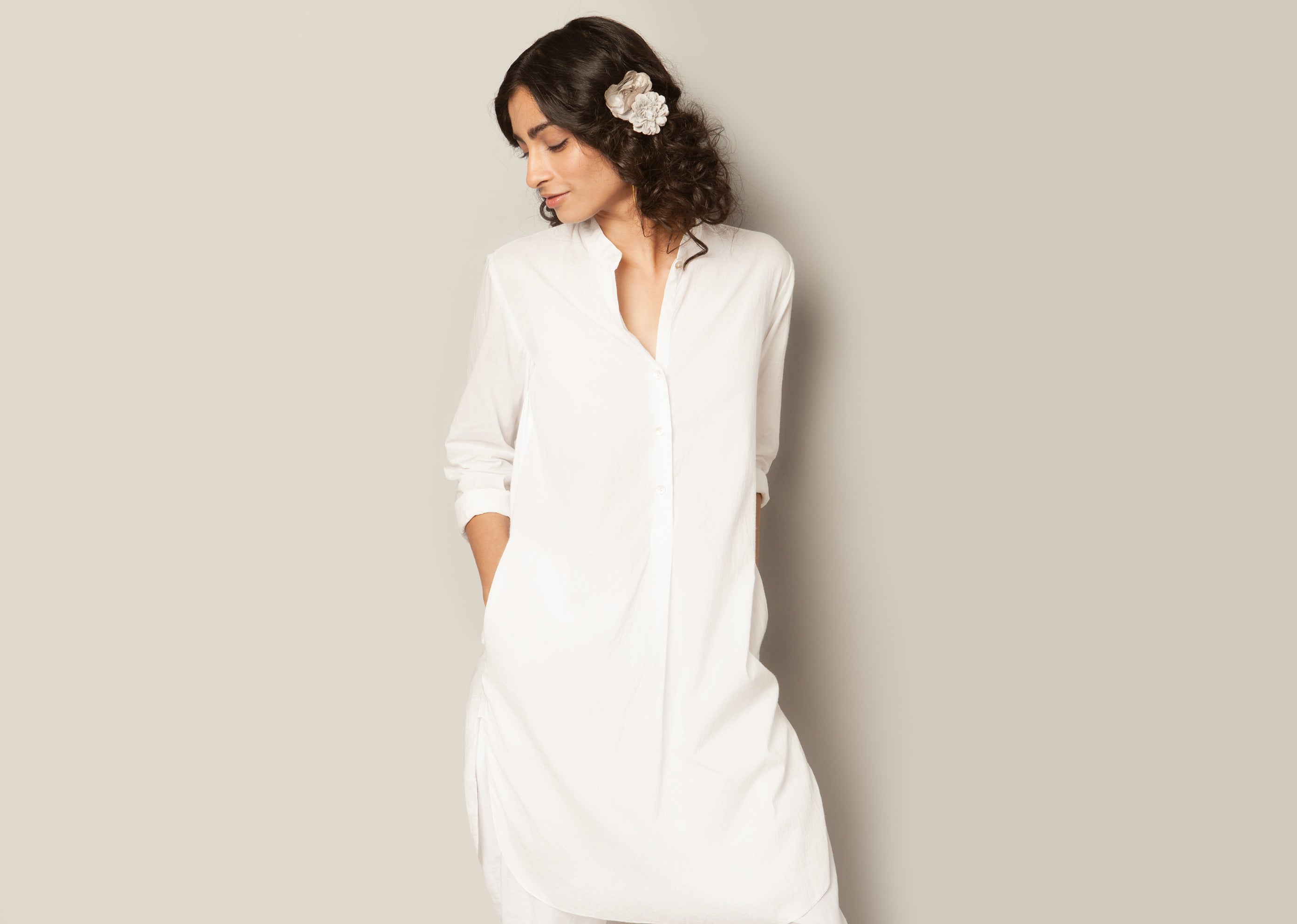 Basic Mid-length Kurta - White