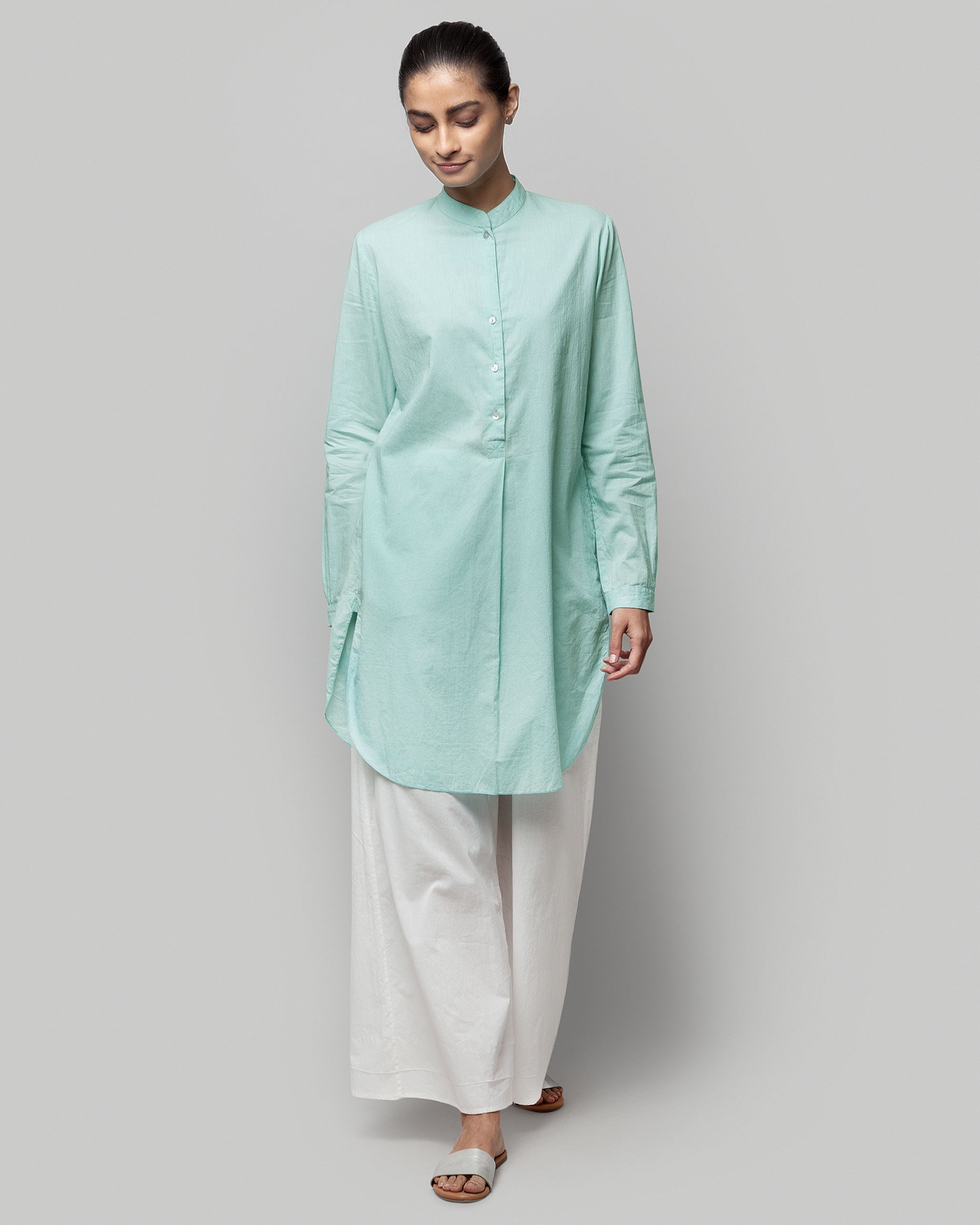 Basic Mid-length Kurta - Aqua