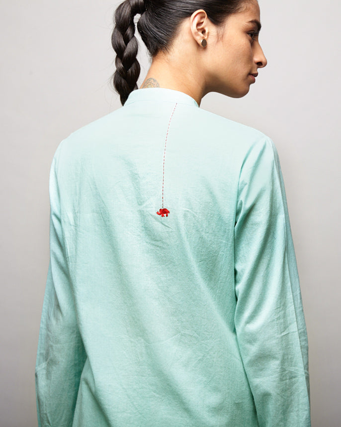 Basic Mid-length Kurta - Aqua