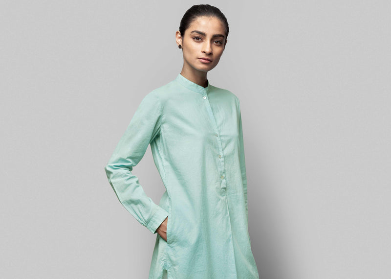 Basic Mid-length Kurta - Aqua