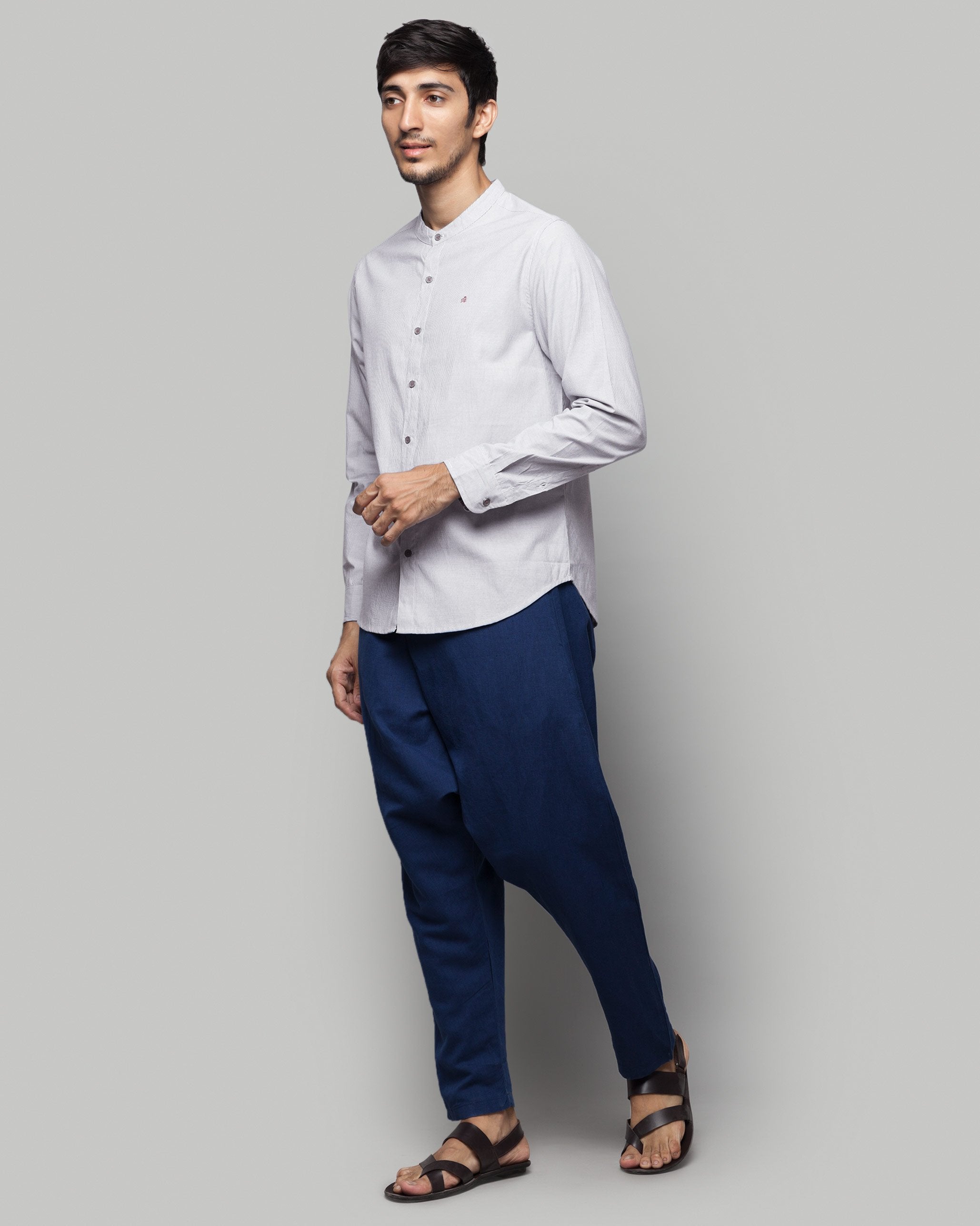Nawab Stripe Shirt - White & Blue