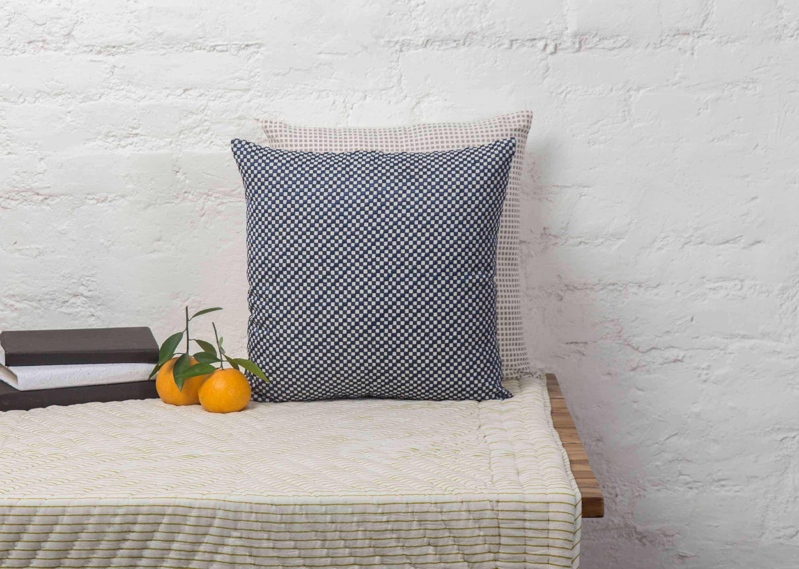 Verandah Lattice Cushion Cover - Indigo