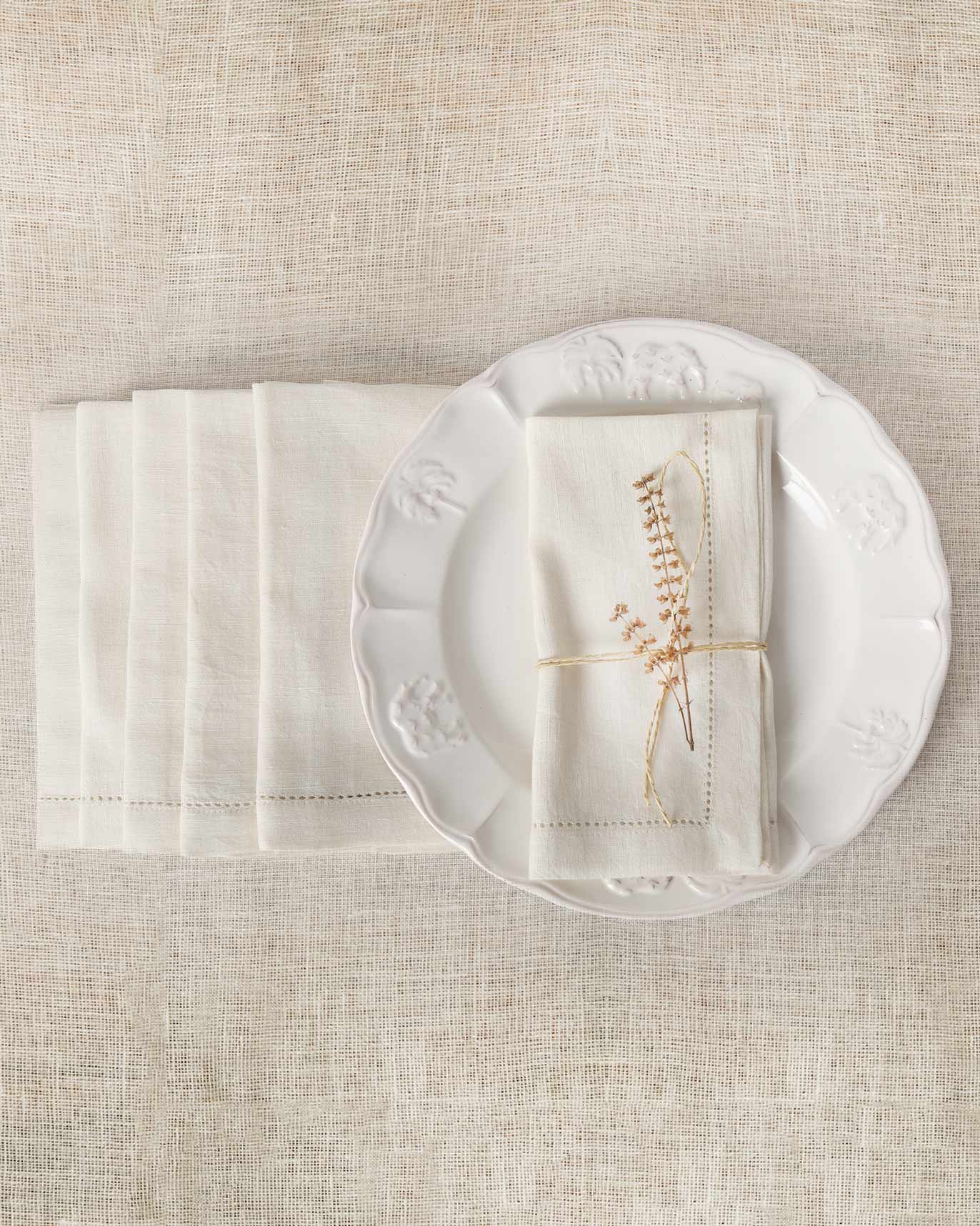 Verandah Dinner Napkins (Set of 6) - Ivory