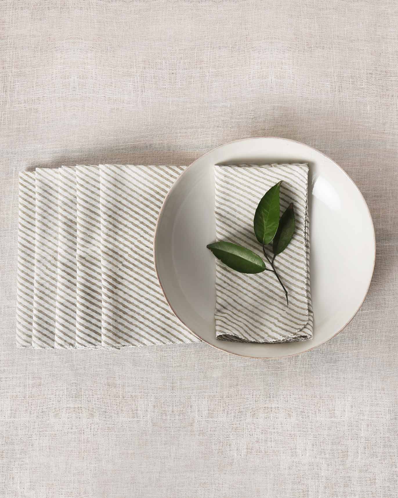 Verandah Stripe Dinner Napkins (Set of 6) - Soft Grey