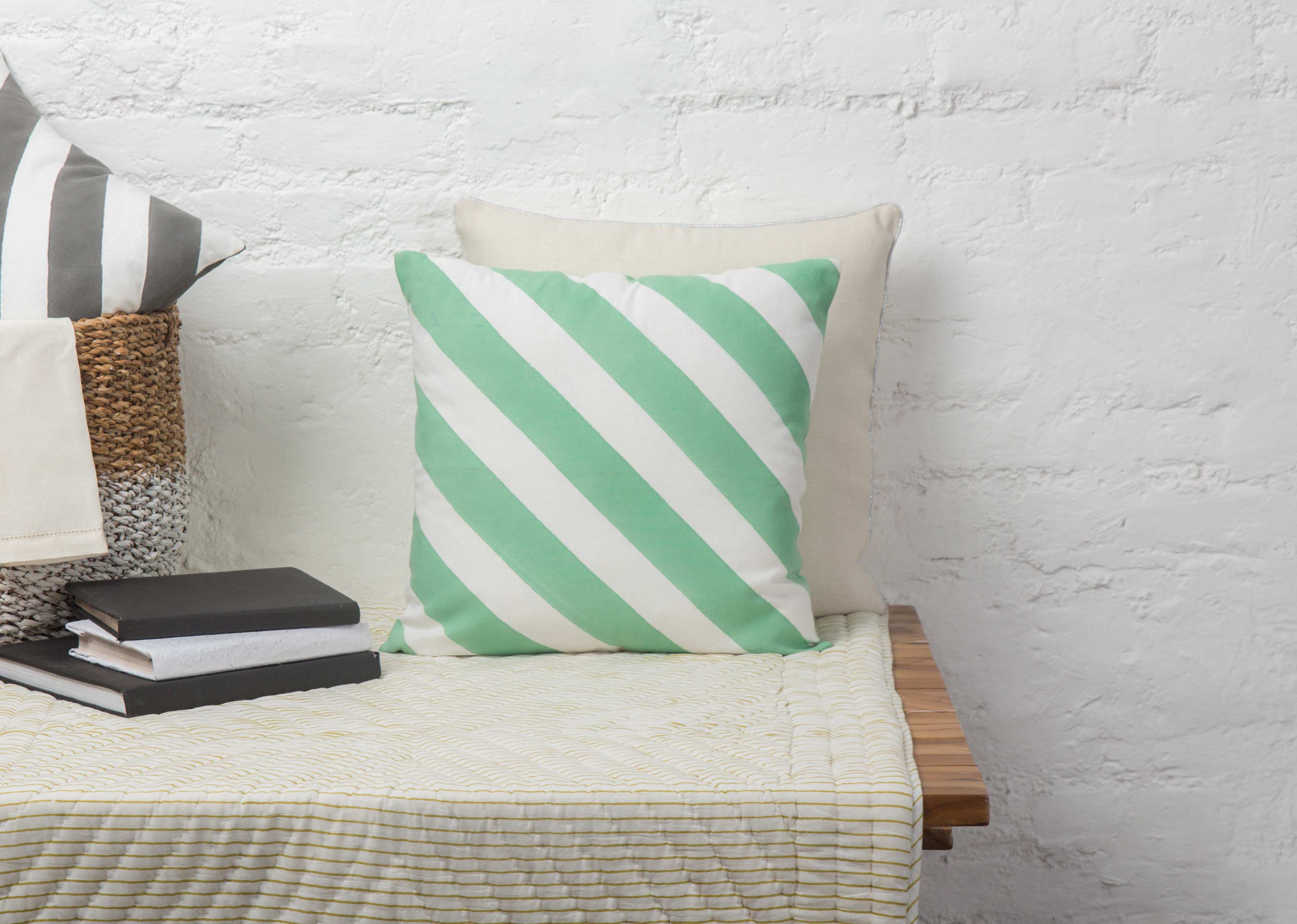 Verandah Candy Stripe Cushion Cover - Aqua