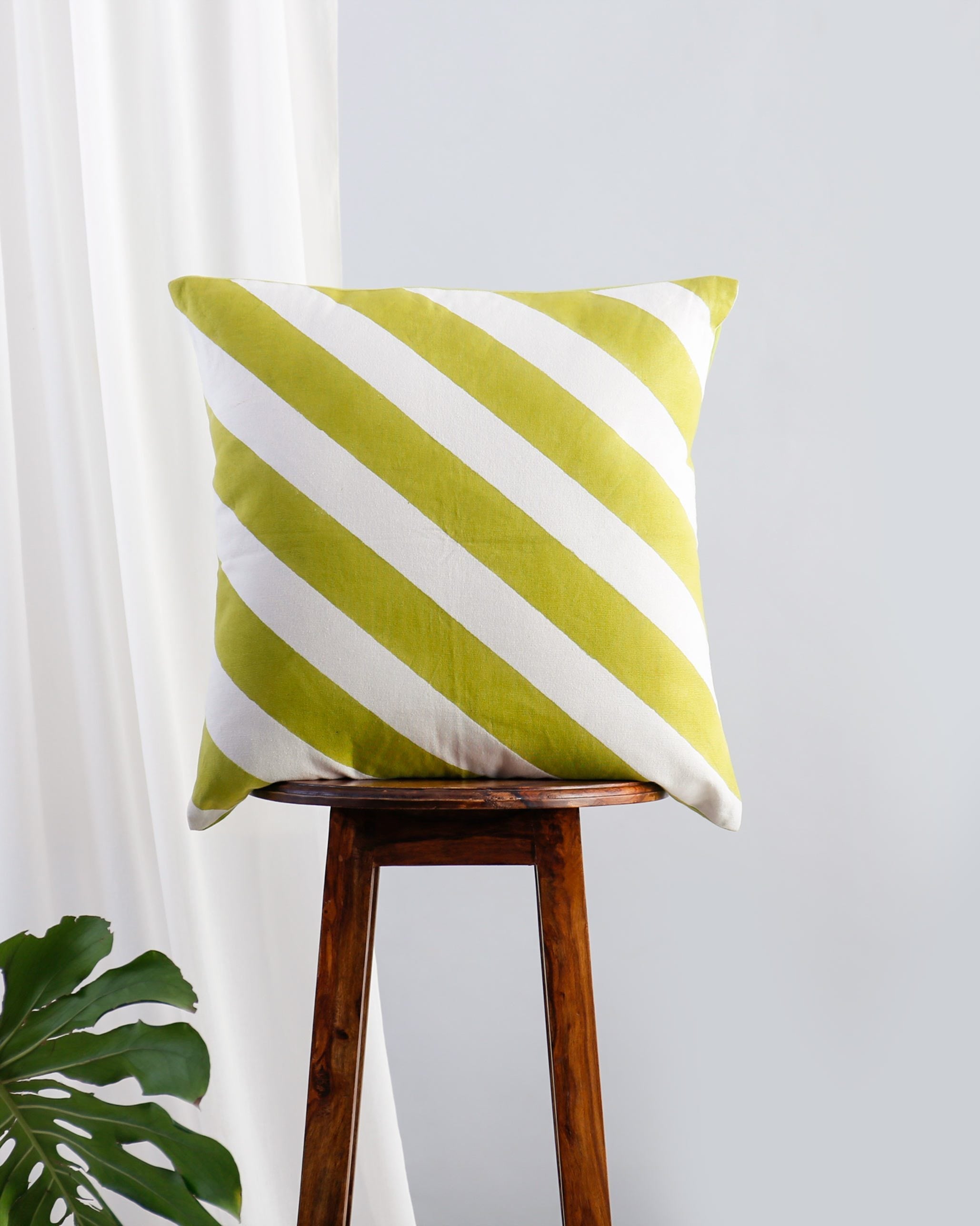 Verandah Candy Stripe Cushion Cover - Lime