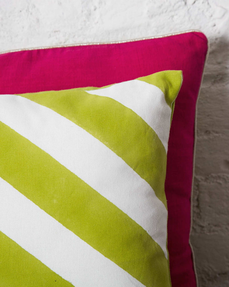 Verandah Candy Stripe Cushion Cover - Lime