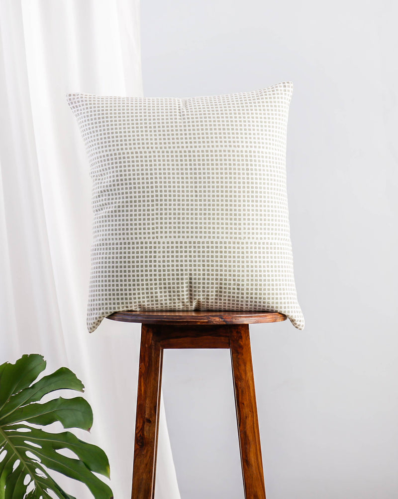 Verandah Checkered Block Cushion Cover - Grey