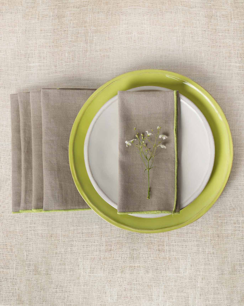 Verandah Dinner Napkins (Set of 6) - Grey & Lime