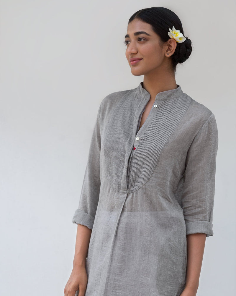 Pin Tuck Kurta - Grey