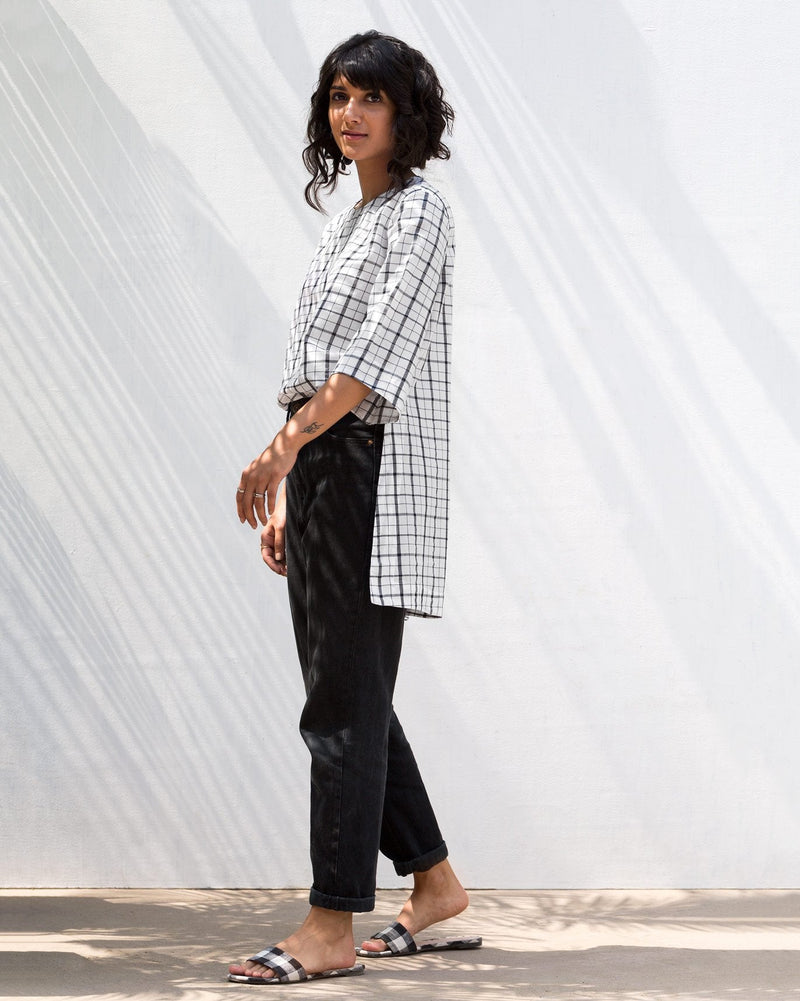 High Slit Check Top