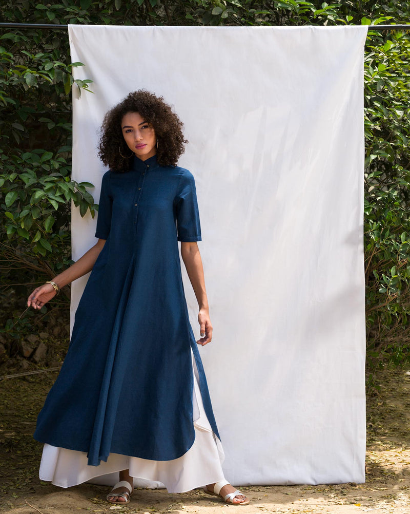 Gusset Slit Kurta - Blue