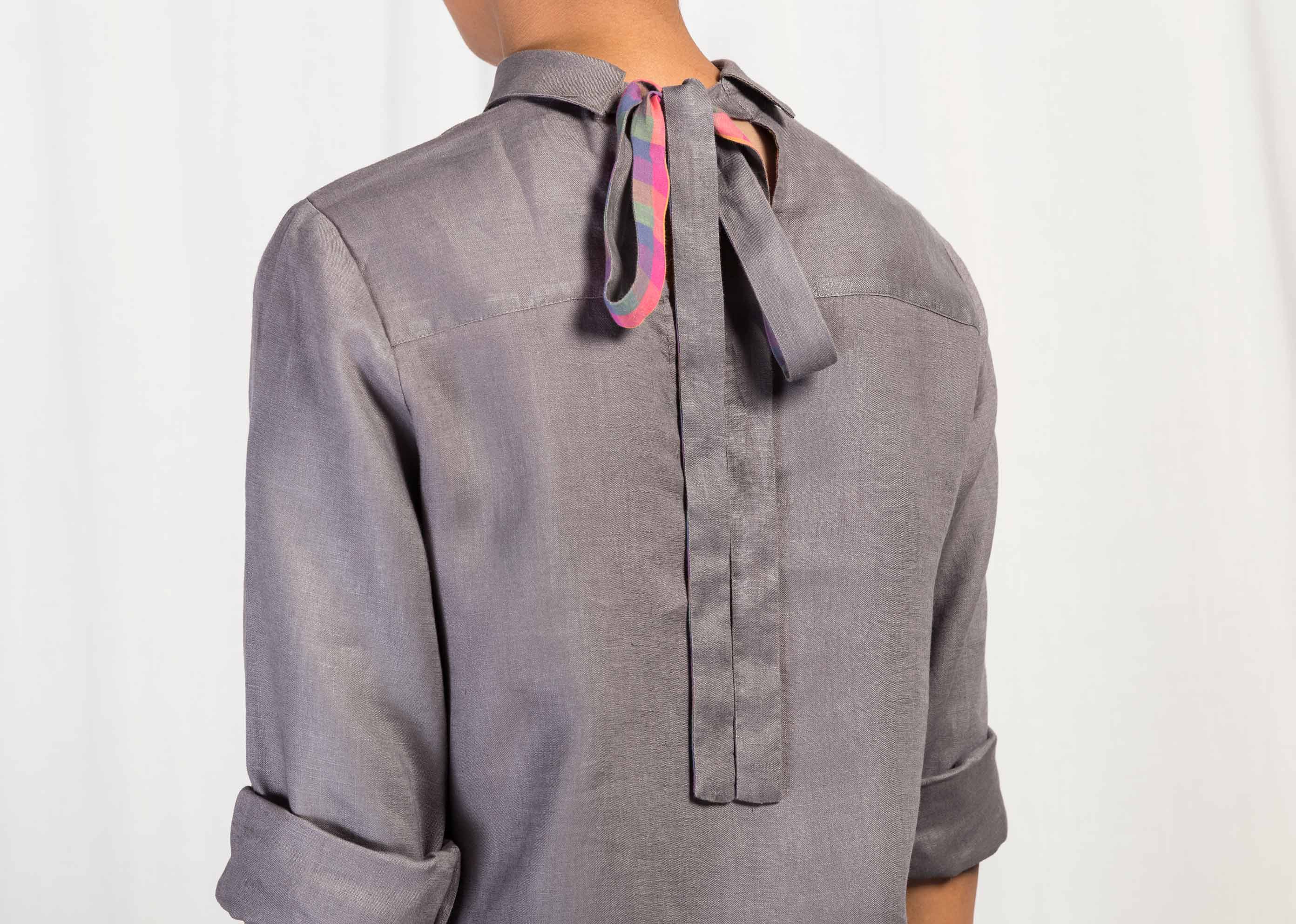 Back Tie Top - Grey