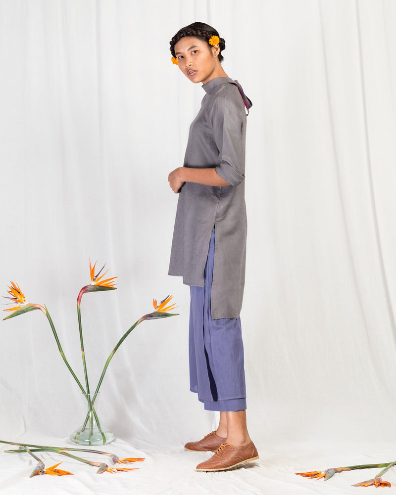 Back Tie Top - Grey