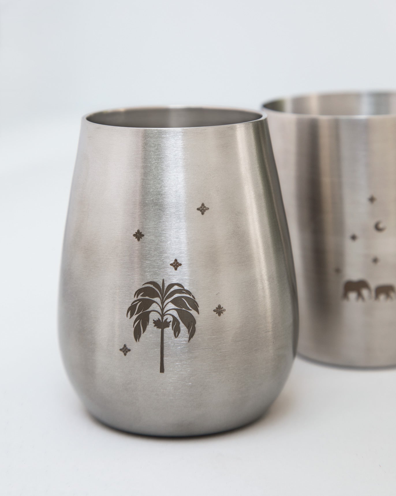 Palm & Haathi Steel Tumbler (Set of 2)