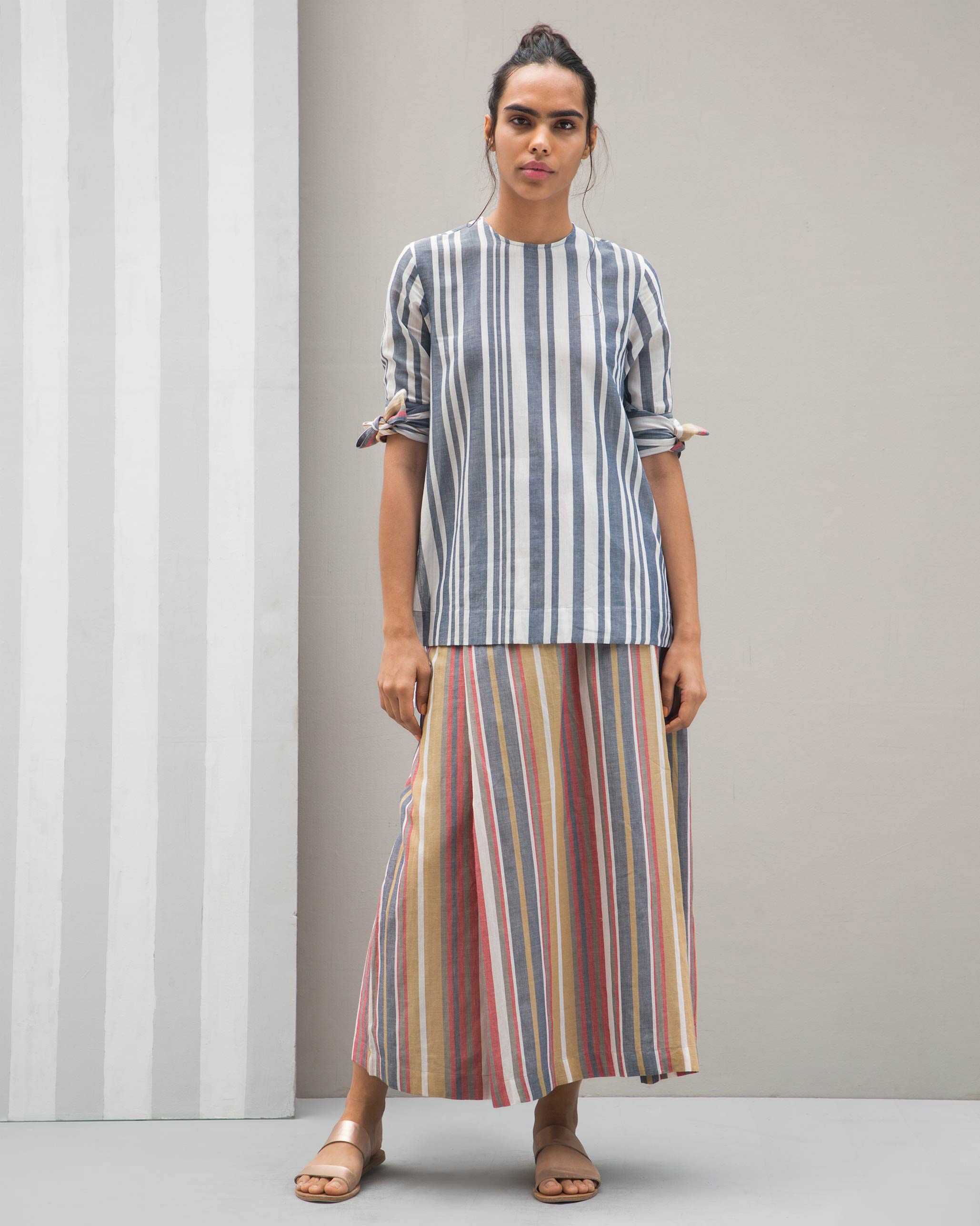 Shift Tie Sleeve Stripe Top