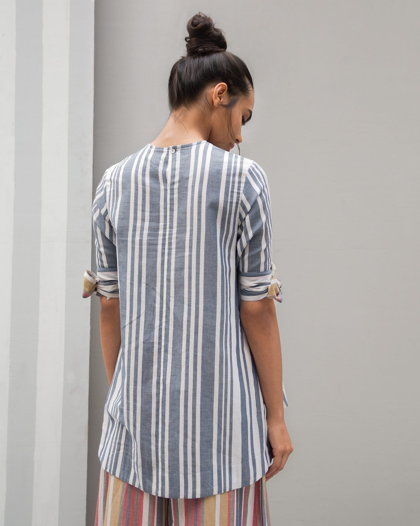 Shift Tie Sleeve Stripe Top