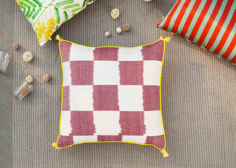 Square Ikat Cushion Cover - Red