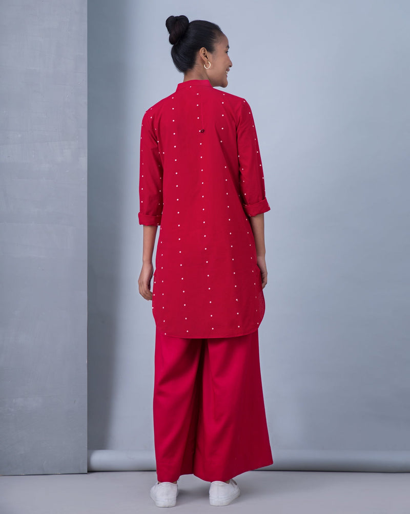 Basic Mid-Length Kurta - Red