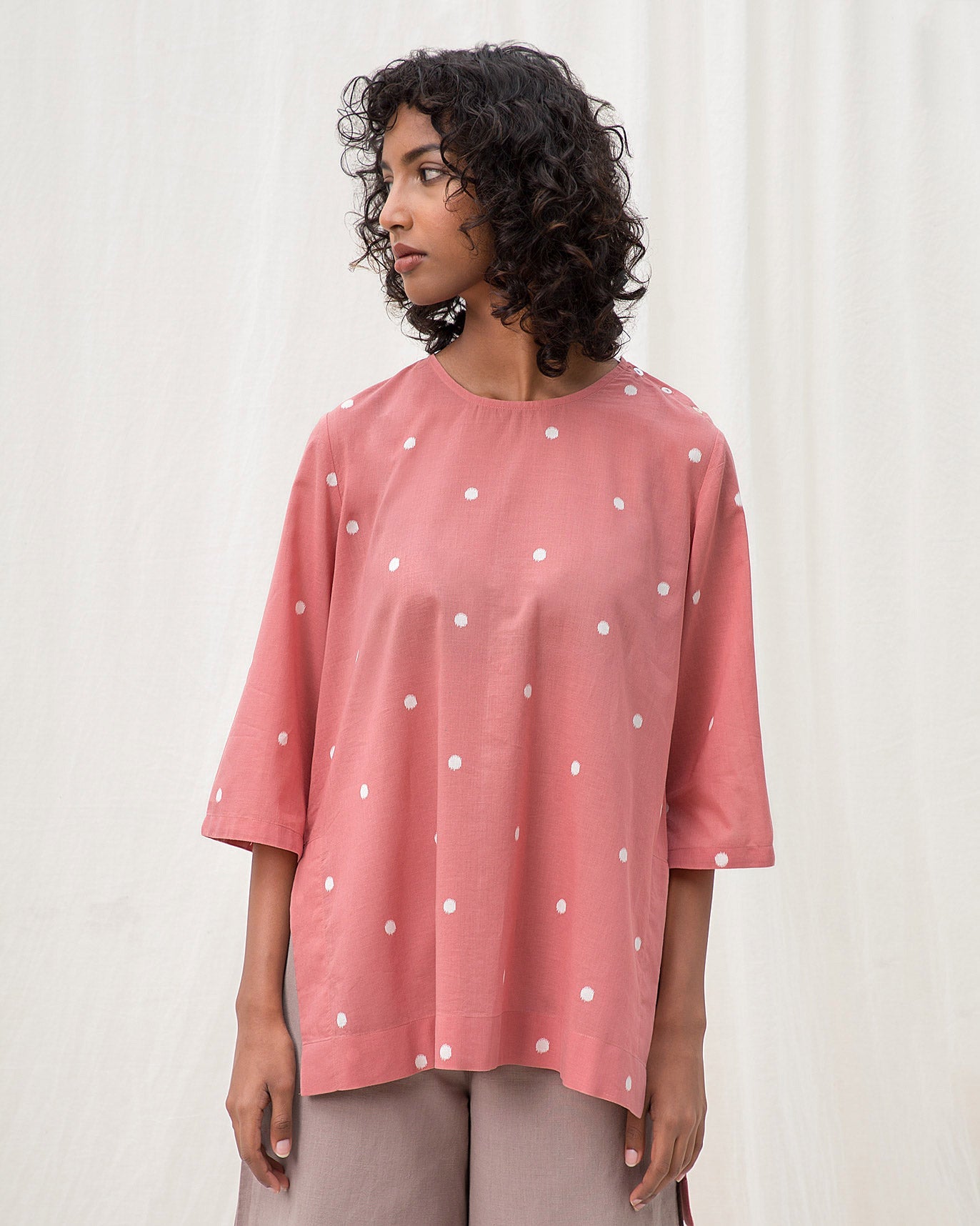 Curved Hem Top - Pink