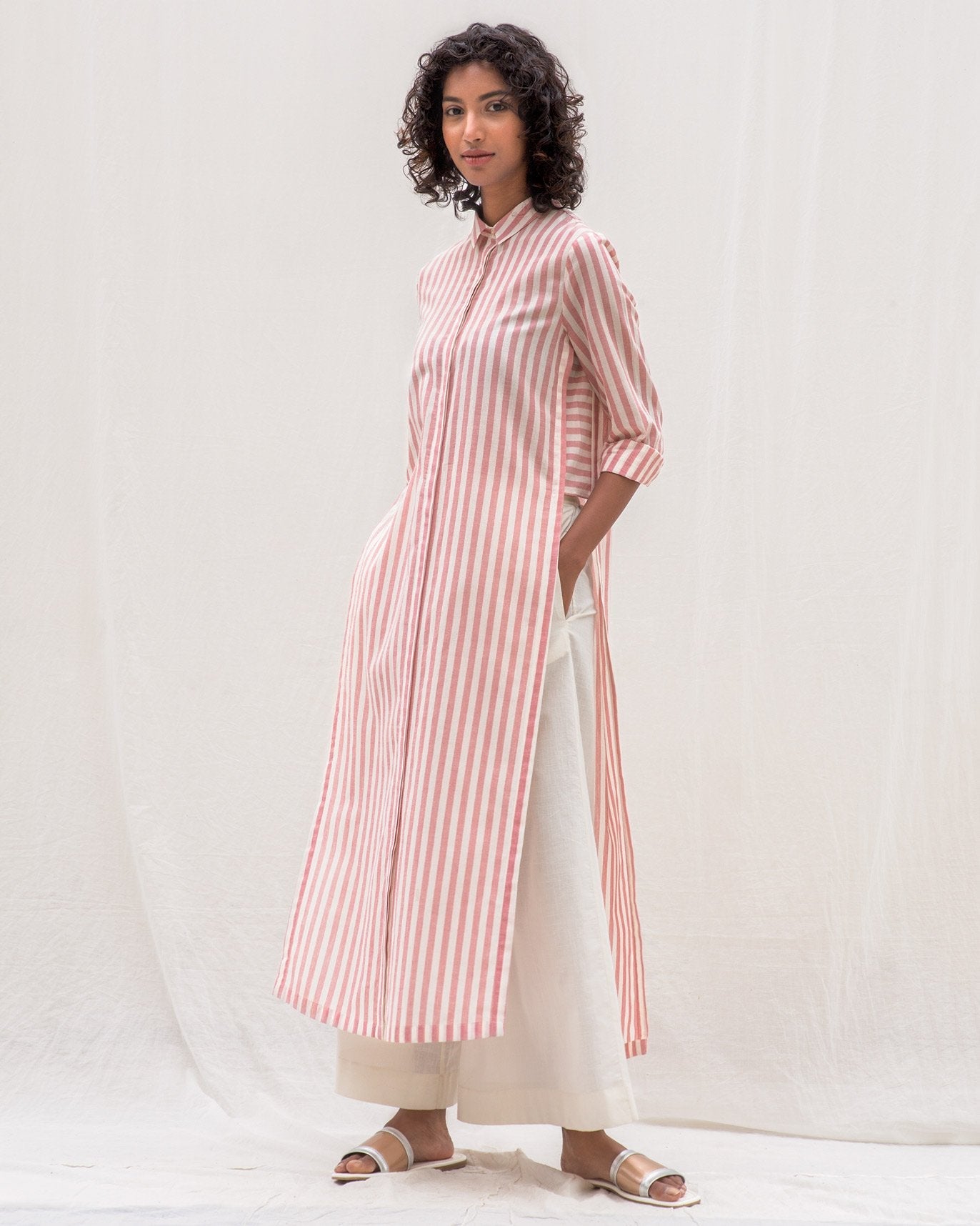 For Many Moons Stripe Kurta - Pink