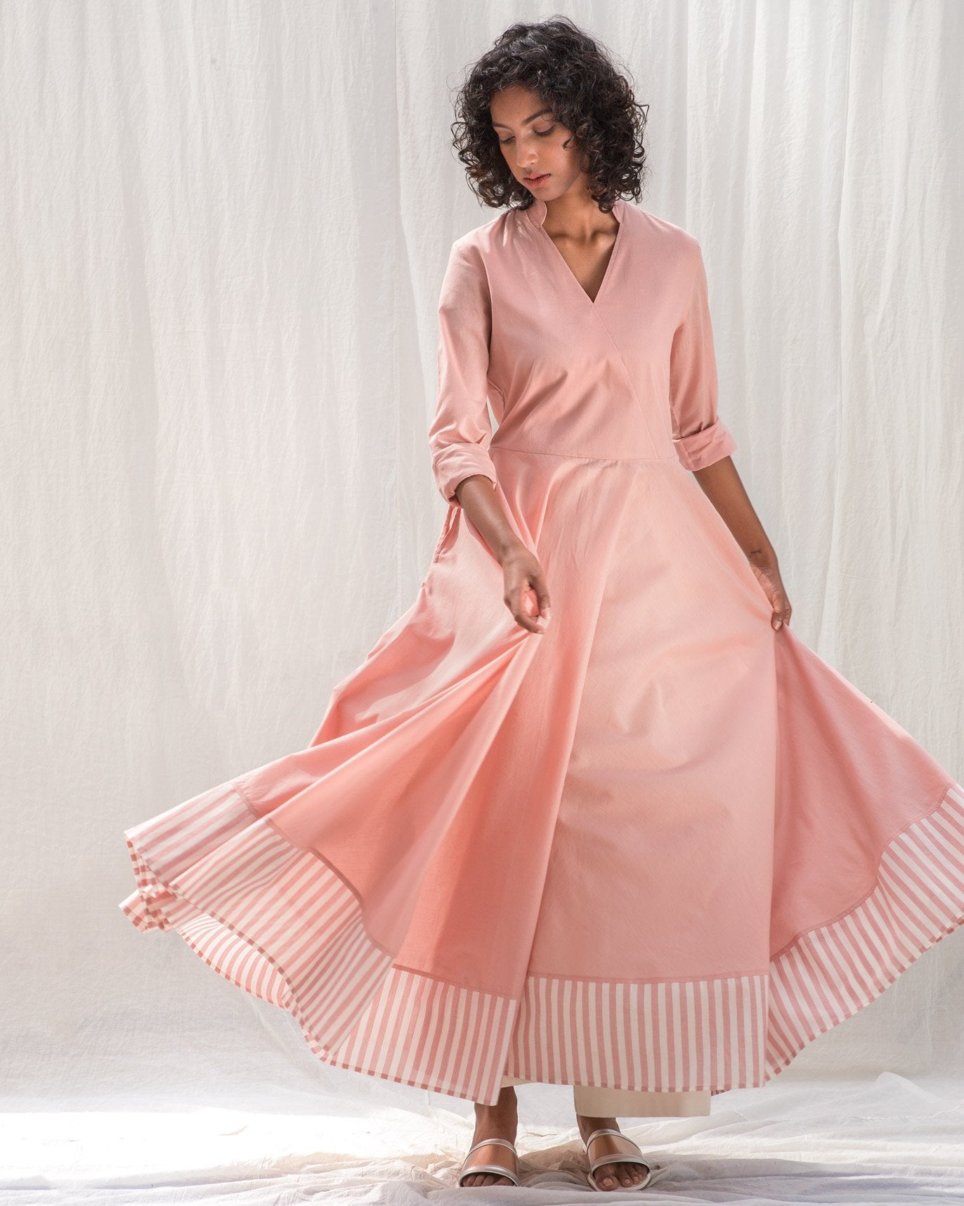 Front Overlap Kurta - Pink